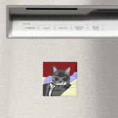 Smokey kat vierkante magneet (Insitu (Vaatwasser))