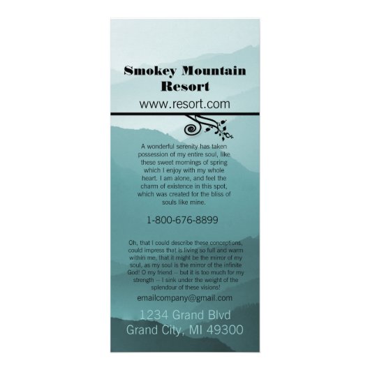 Smokey Mountian Resort Rack Kaart (Voorkant)