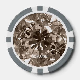 Smokey Quartz Gem Stone Poker Chip Stripe Edge