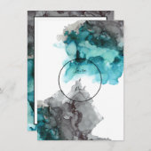 Smokey Turquoise et Grey faire-part de mariage (Devant / Derrière)