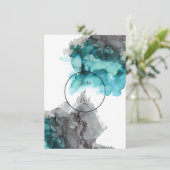 Smokey Turquoise et Grey faire-part de mariage (Debout devant)