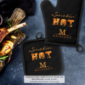 SMOKIN HOT Monogram Naam BBQ Ovenwant & Pannenlap Set