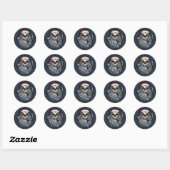 Smokin Santa Skull Ronde Sticker (Vel)