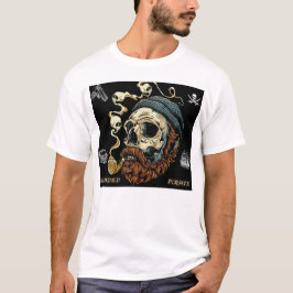 Smokin' Skull - Bearded Pirate Spirit Graphic T-sh T-shirt