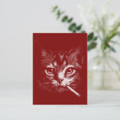 Smoking Cat Funny  Briefkaart (Staand voorkant)