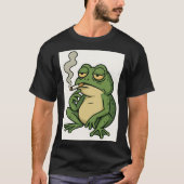 Smoking Frog Cartoon T-Shirt Funny Chill Frog Art (Devant)
