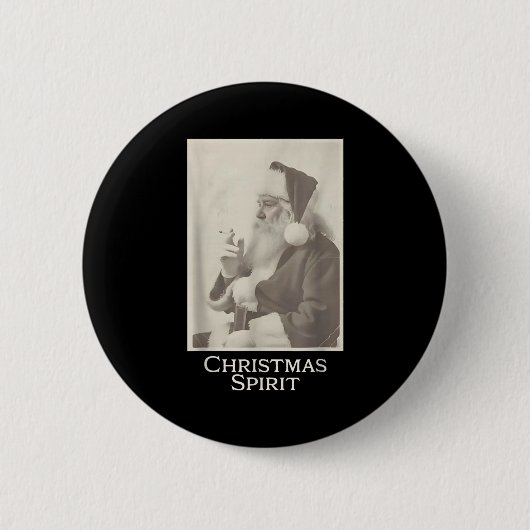 Smoking Santa, Funny Christmas Srit Ronde Button 5,7 Cm (Voorkant)