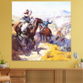 "Smoking Them Out" Westerne kunst van Charles M Ru Canvas Afdruk (Insitu (Woonkamer))