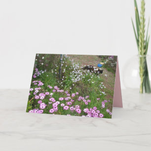 Smokingkat & Bloemencottage Tuin Bedanktkaart Kaart