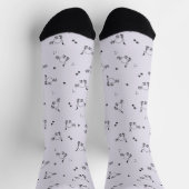 Smoky Lavender Cat Line Art Pattern Socks Sokken (Top)