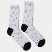 Smoky Lavender Cat Line Art Pattern Socks Sokken (Rechts)