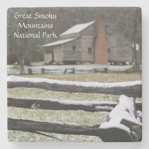 Smoky Mountain Cades Cove Snow Stenen Onderzetter