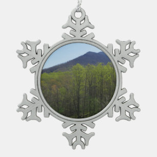 Smoky Mountains in Spring Landscape Tin Sneeuwvlok Ornament