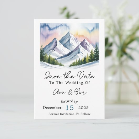 Smoky Mountains winterhuwelijk Save The Date (Staand voorkant)