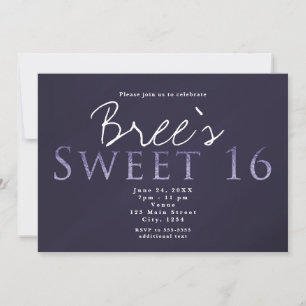 Smoky Plum Grey SWEET 16 Birthday Party Invitation Kaart