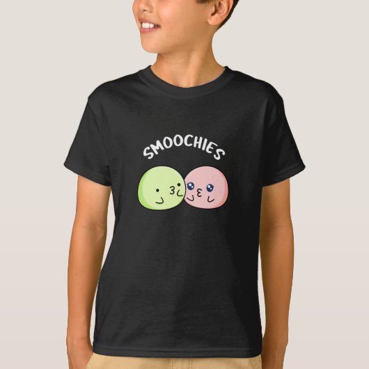 Smoochies Grappig zoenen Mochi Pun Donker BG T-shirt (Voorkant)