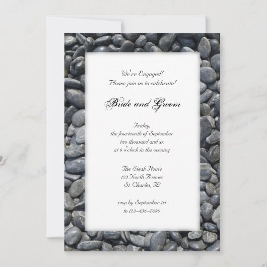 Smooth Black Pebbles Engagement Partie Invitation (Devant)