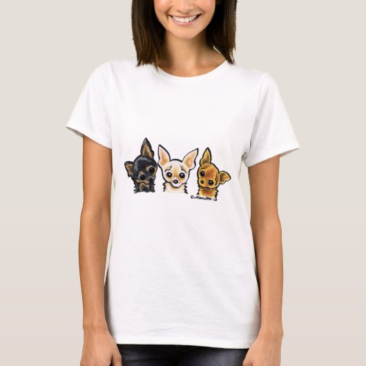 Smooth Chihuahua Trio T-shirt (Voorkant)