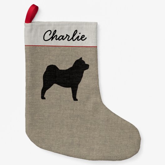 Smooth Chow Chow Dog Silhouette Gepersonaliseerde Kleine Kerstsok (Voorkant)