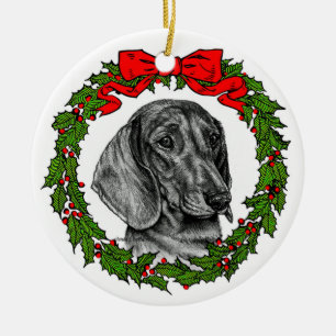 Smooth Coat Dachshund Art van Glenda S. Harlan Keramisch Ornament
