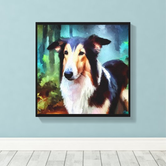 Smooth Collie Dog Canvas Afdruk (Insitu (Houten vloer))