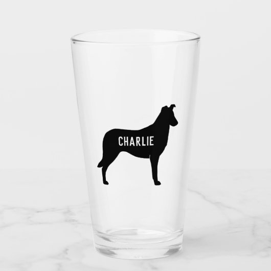 Smooth Collie Dog Silhouette Persoonlijk Glas (Voorkant)
