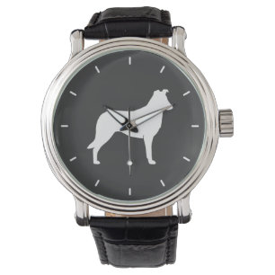 Smooth Collie Silhouette Horloge