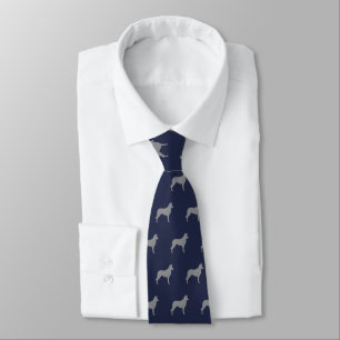 Smooth Collie Silhouettes Pattern Dogs Navy Blue Stropdas