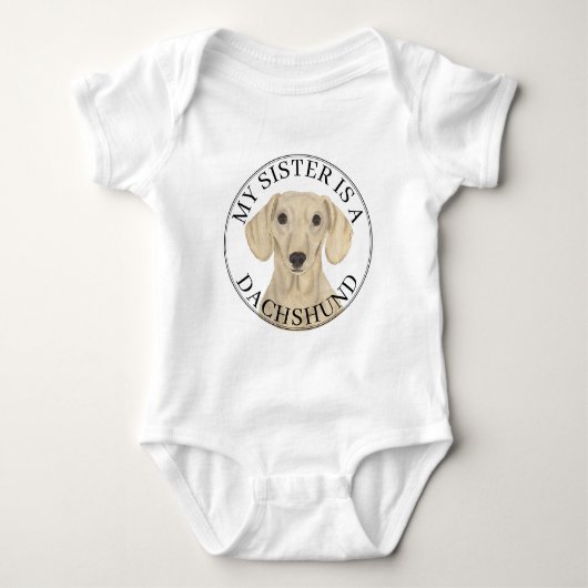 Smooth Cream Dachshund Dog Big Sister Romper (Voorkant)