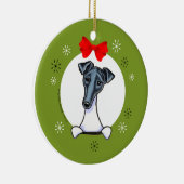 Smooth Fox Terrier Black White Kerstmis Klassiek Keramisch Ornament (Rechts)