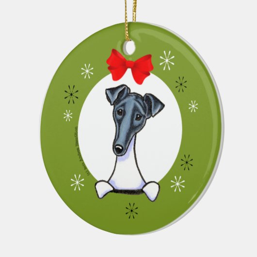 Smooth Fox Terrier Black White Kerstmis Klassiek Keramisch Ornament (Links)