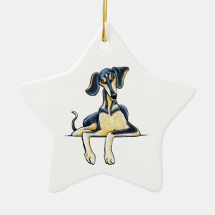 Smooth Saluki Emil Keramisch Ornament