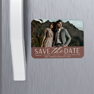 Smooth Script   Horizontal Photo Save the Date Magneet