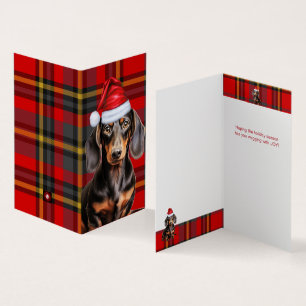 Smooth Teckel Holiday Plaid Kerst Kaart