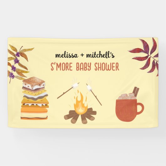 Smore baby shower kampvuur geroosterd marshmallow spandoek (Horizontaal)