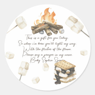 S'more baby shower - Label voor gebedskaars