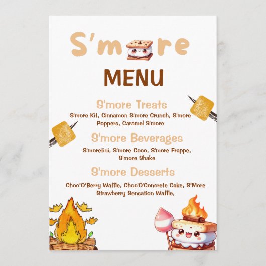 S'more Bar Menu Smore Bar S'mores Station Out (Devant)