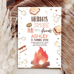 S'more Bonfire Smore Fun Friends Camping Birthday Kaart