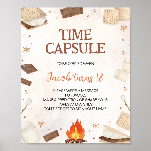 S'more Campfire Camping Party Time Capsule Poster (Voorkant)
