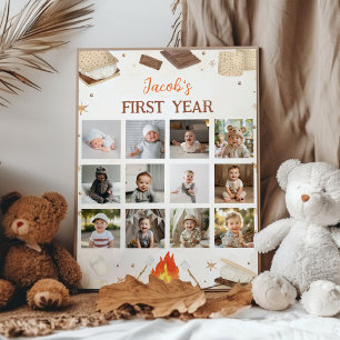 S'more Campfire First Year Photo Milestone Poster