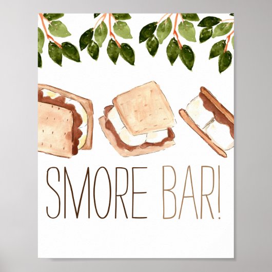 Smore camping anniversaire poster bar (Devant)