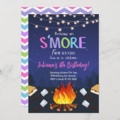 S'more Camping S'more Bonfire Uitnodiging voor ver (Voorkant / Achterkant)