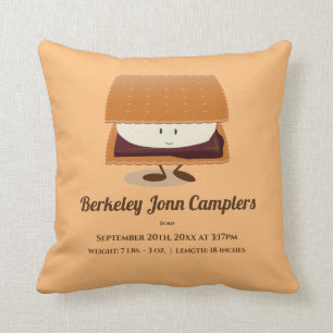 S'more Character Brown White Cartoon Baby Birth Kussen
