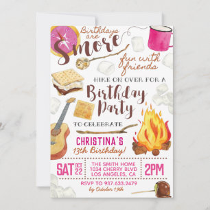 S'more Fun Camping Birthday Invitation Kaart