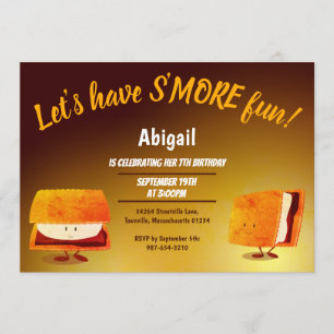 Smore Fun Cartoons Kids Birthday Party Invitation Kaart