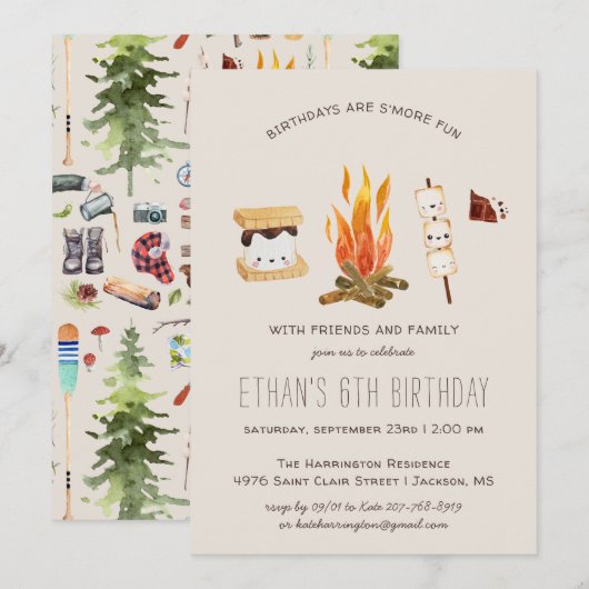 S'more Fun | Invitation d'anniversaire de fête de  (Devant / Derrière)