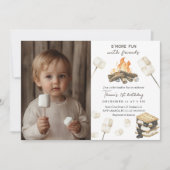 S'more Fun Kampvuur 1e verjaardag Uitnodiging (Voorkant)