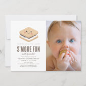 S'more Fun Kawaii 1e Verjaardag Foto Kaart (Voorkant)