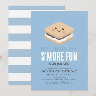 S'more Fun Kawaii Blauw Kinder Jongens Verjaardag Kaart