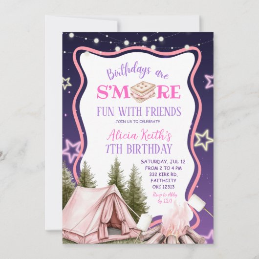 Smore Fun With Friends Girl Pink Kaart (Voorkant)